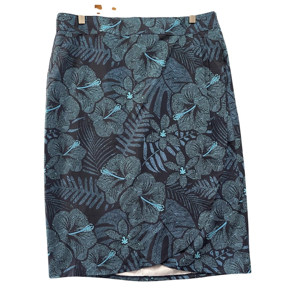 RipSkirt Hawaii Wrap Skirt Women Large Blue Tropical Floral Quick Dry Adjustable